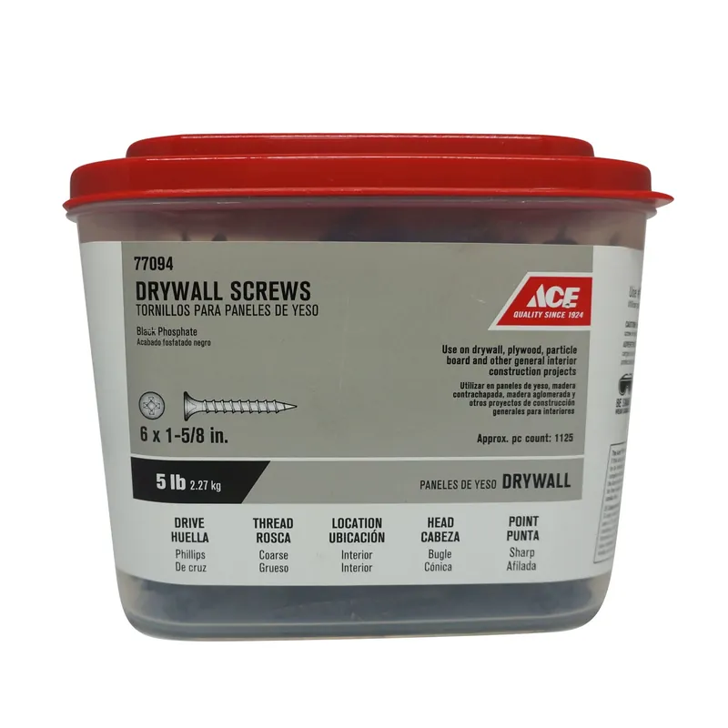 Ace No. 6 X 1-5/8 In. L Phillips Bugle Head Black Phosphate Steel Drywall Screws 5 Lb. 1134 P