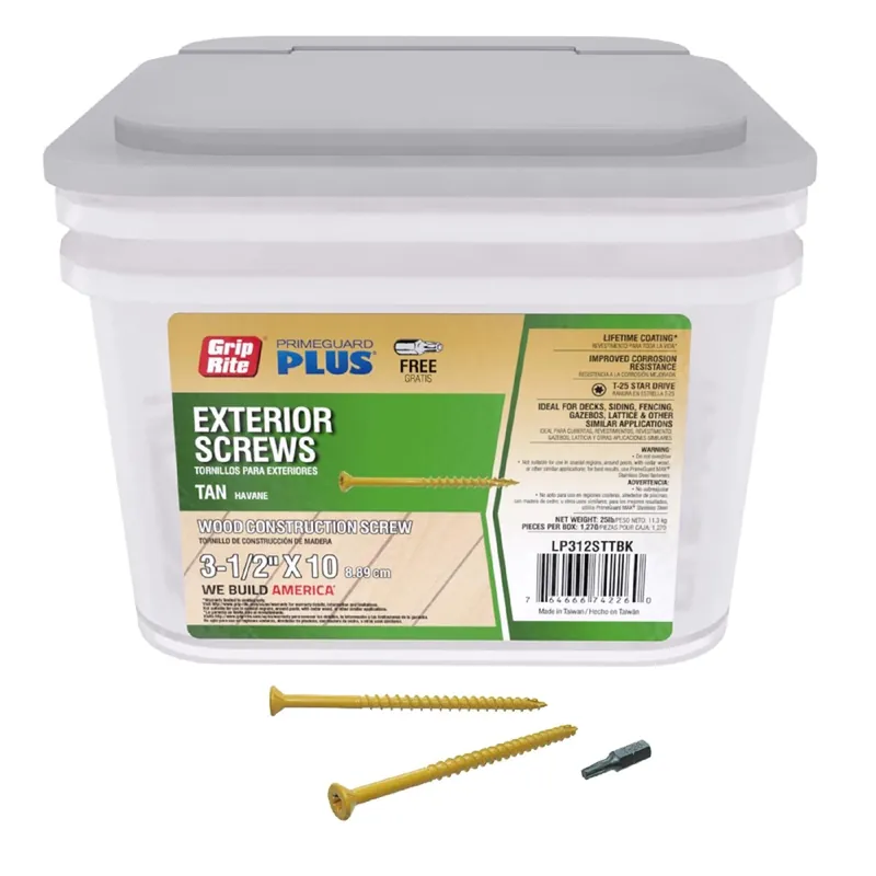Primeguard Plus No. 10 Tan Star Flat Head Deck Screws 3-1/2 In. L 25 Lb