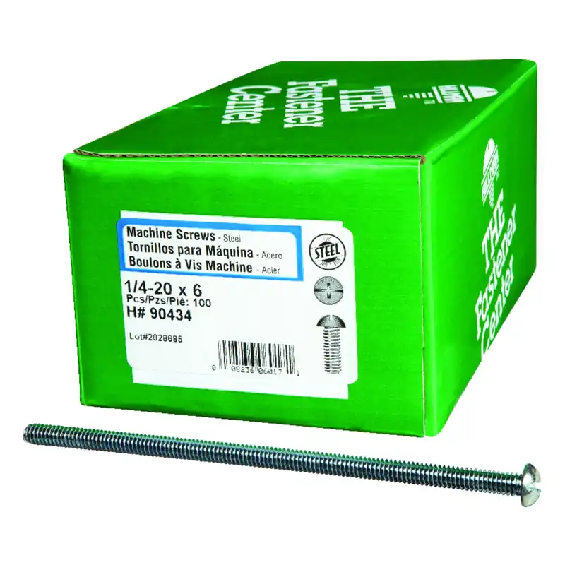HILLMAN No. 1/4-20 In. X 6 In. L Combination Round Head Zinc-Plated Steel Machine Screws 100 Pk