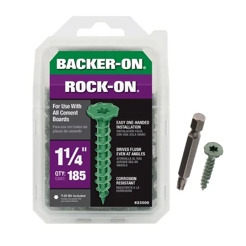 Backer-On No. 9 X 1-1/4 In. L Star Flat Head Serrated Cement Board Screws