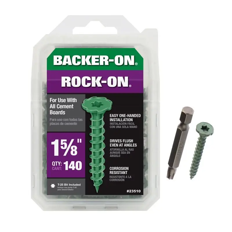 Backer-On No. 9 X 1-5/8 In. L Star Flat Head Serrated Cement Board Screws