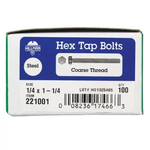 Hillman 1/4 In. 31 D X 1-1/4 In. 31 L Zinc Plated Steel Hex Tap Bolt 100 PK