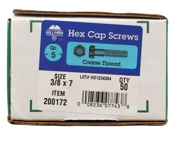 Hillman 3/8 In. Dia. X 7 In. L Heat Treated Zinc Steel Hex Head Cap Screw 50 Pk