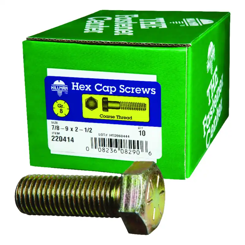 Hillman 7/8-9 In. Dia. X 2-1/2 In. L Heat Treated Steel Hex Head Cap Screw 10 Pk