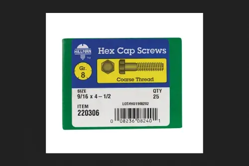 HILLMAN 9/16 In. D X 4-1/2 In. L Heat Treated Steel Hex Head Cap Screw 25 Pk