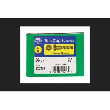 HILLMAN 9/16 In. D X 5 In. L Heat Treated Steel Hex Head Cap Screw 25 Pk
