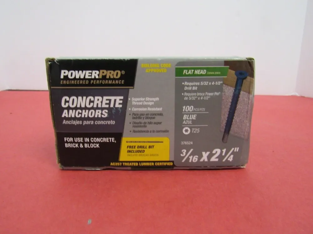 376524 0.185 X 2.25 In. Flat Head Power Pro Blue Concrete