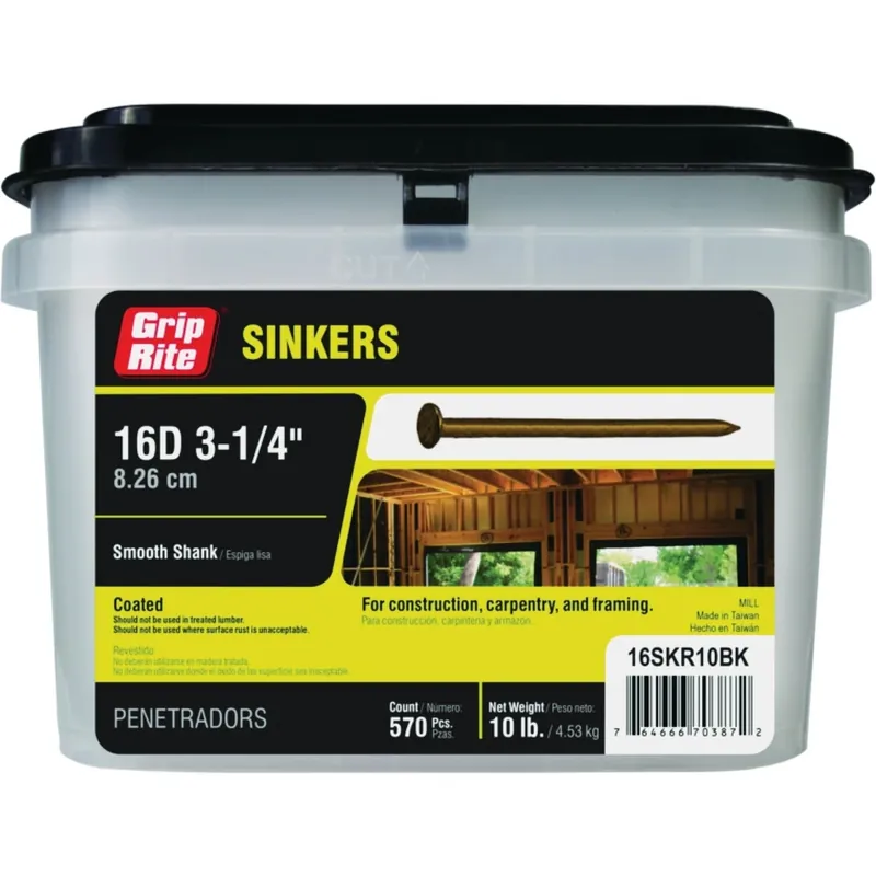 16d X 3-1/4 In. Coated Sinker Framing Nails - 570 Count, 10 Lb.