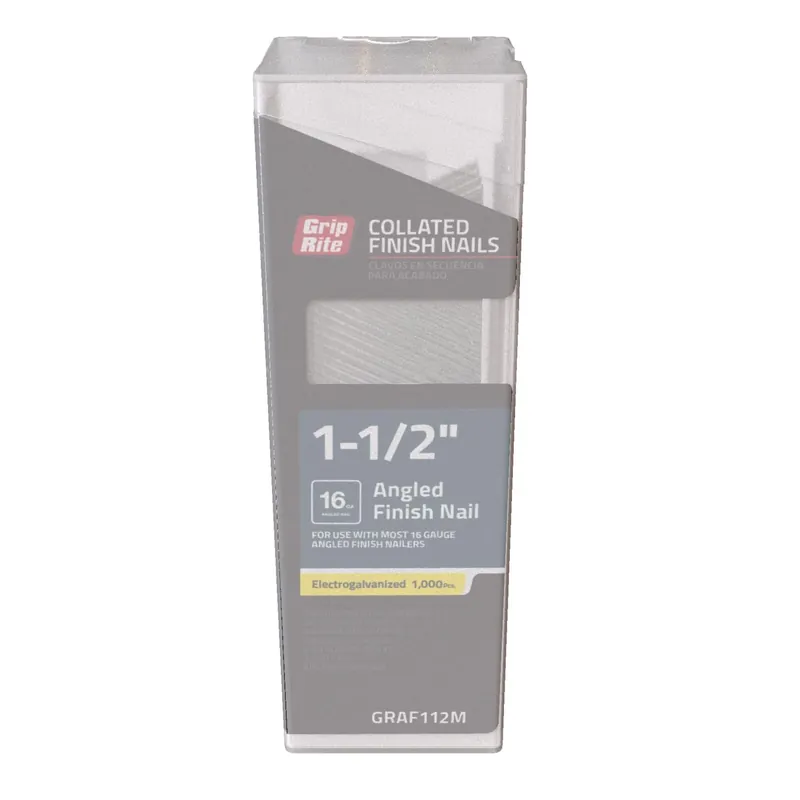 Grip-Rite 1-1/2 In. L X 16 Ga. Angled Strip Electro Galvanized Finish Nails 20 Deg 1000 Pk