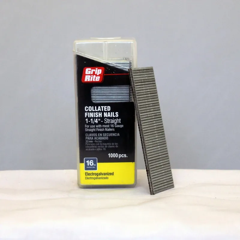 Grip-Rite 1-1/4 In. L X 16 Ga. Straight Strip Electro Galvanized Finish Nails 1000 Pk