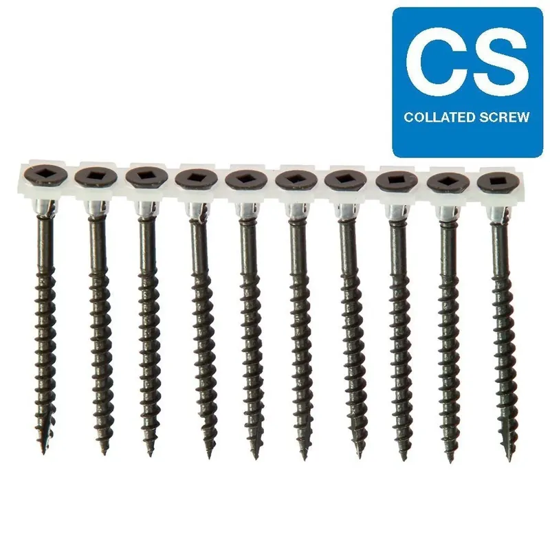 8 X 2 Inch Coarse Polymer-plated Black Steel Flat-head Square Wood Deck Screws