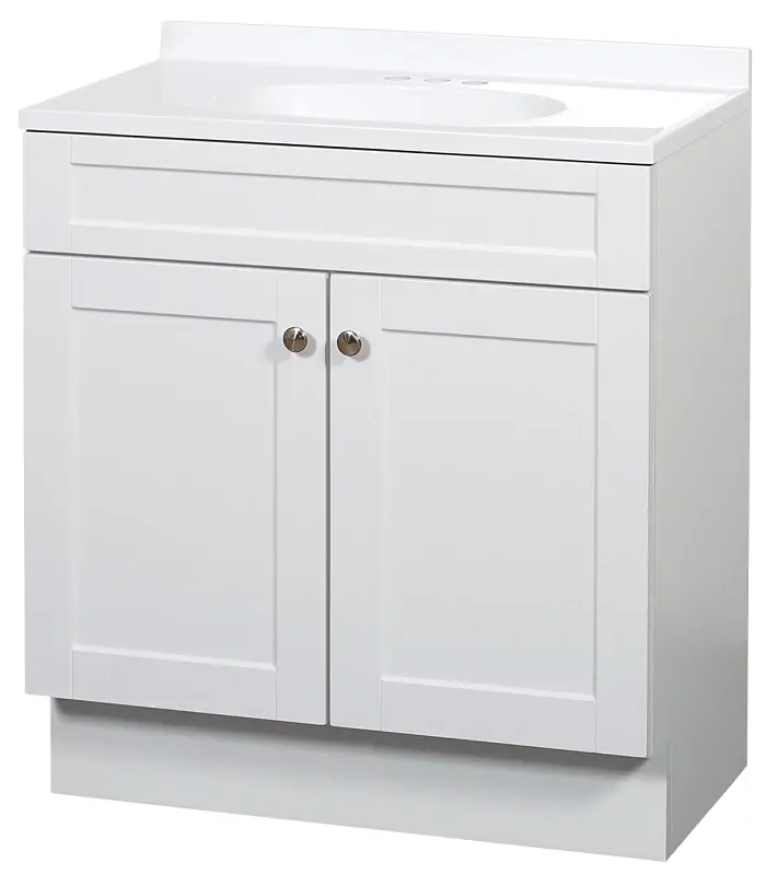 30 In. W Shaker Vanity With White Cultured Marble Top And Integrated Bowl