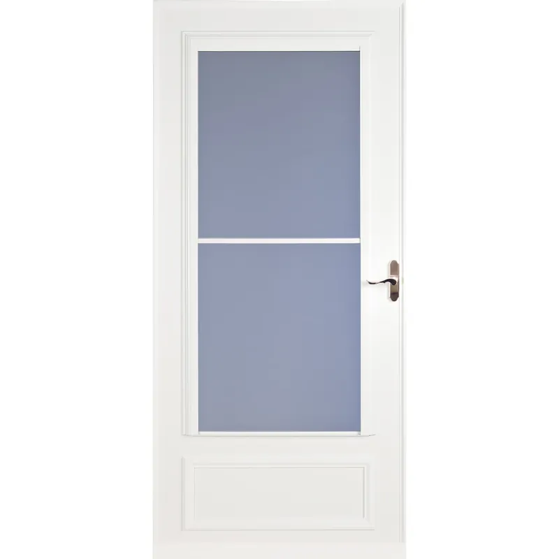 Screen Away Storm Door, Retractable Screen, White Aluminum & Nickel Handles, Solid Wood Core, 36 X 81-In.