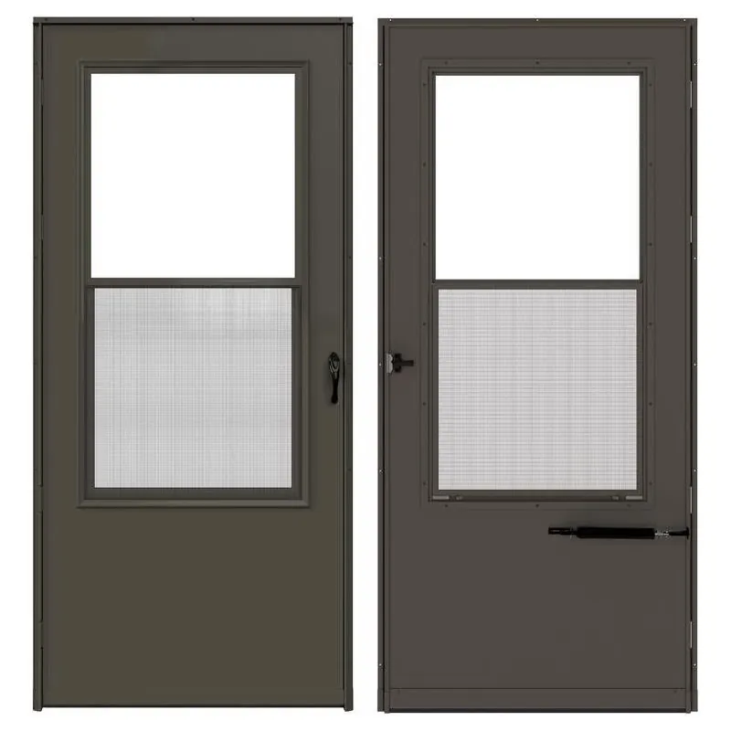 Larson Reversible 81" X 36" Mid‑View Vinyl‑Wood Storm Door – Brown, Self‑Storing