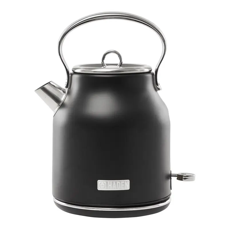 Heritage Black Retro Stainless Steel 1.7 Liter Electric Tea Kettle