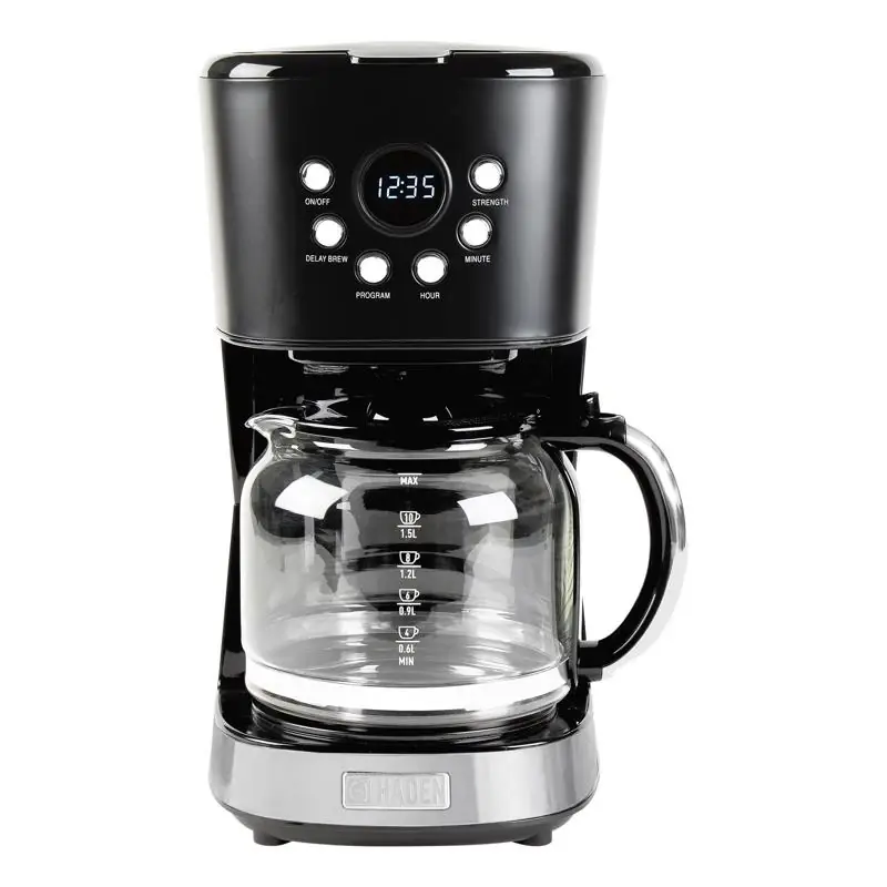 12 Cup Black Programmable Coffee Maker With Built-in Timer And Keep Warm Setting