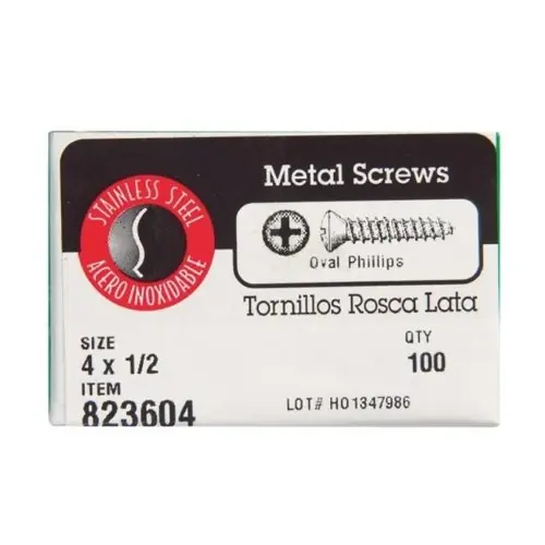 HILLMAN No. 4 Ga. X 1/2 In. L Phillips Oval Head Sheet Metal Screws 100 Pk
