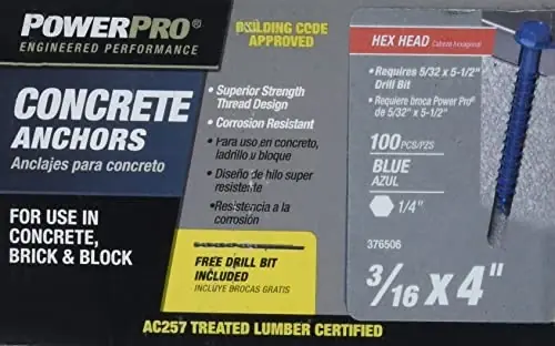 Hx Ppbl Conscr 3/16" X 4" Heavy-duty Bolt For Construction