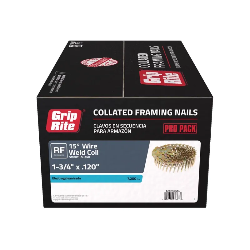 Grip-Rite 1-3/4 In. 11 Ga. Angled Coil Roofing Nails 15 Deg. Smooth Shank 1 Pk
