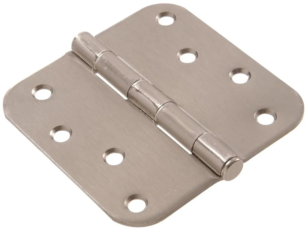 5/8 Inch Round Corner Flat Mount Hinge 4 Inch Satin Nickel Finish