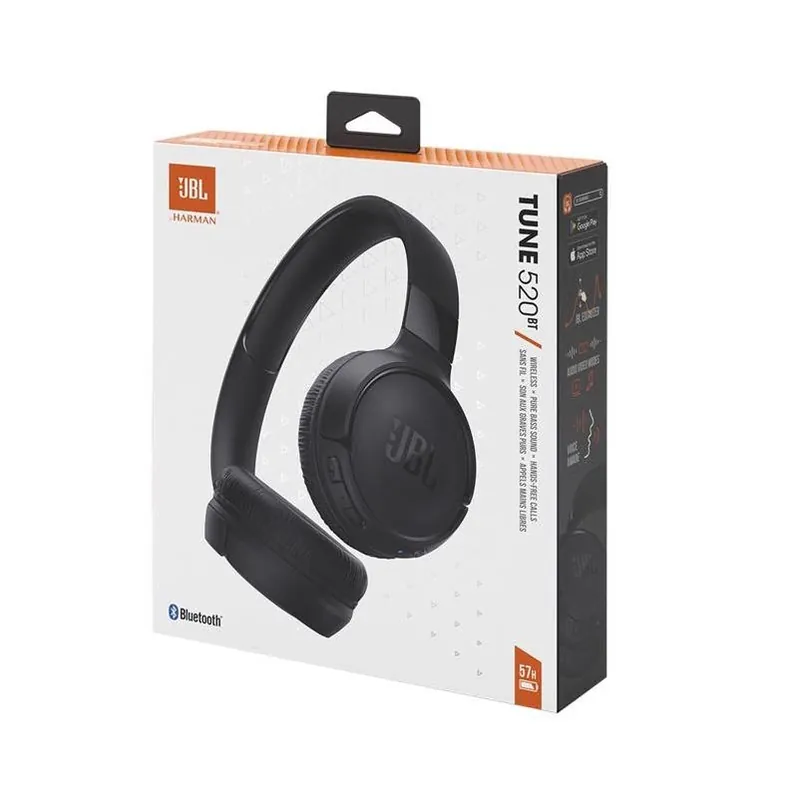 JBL Tune 520BT Foldable Wireless On-Ear Bluetooth Headphones – Black