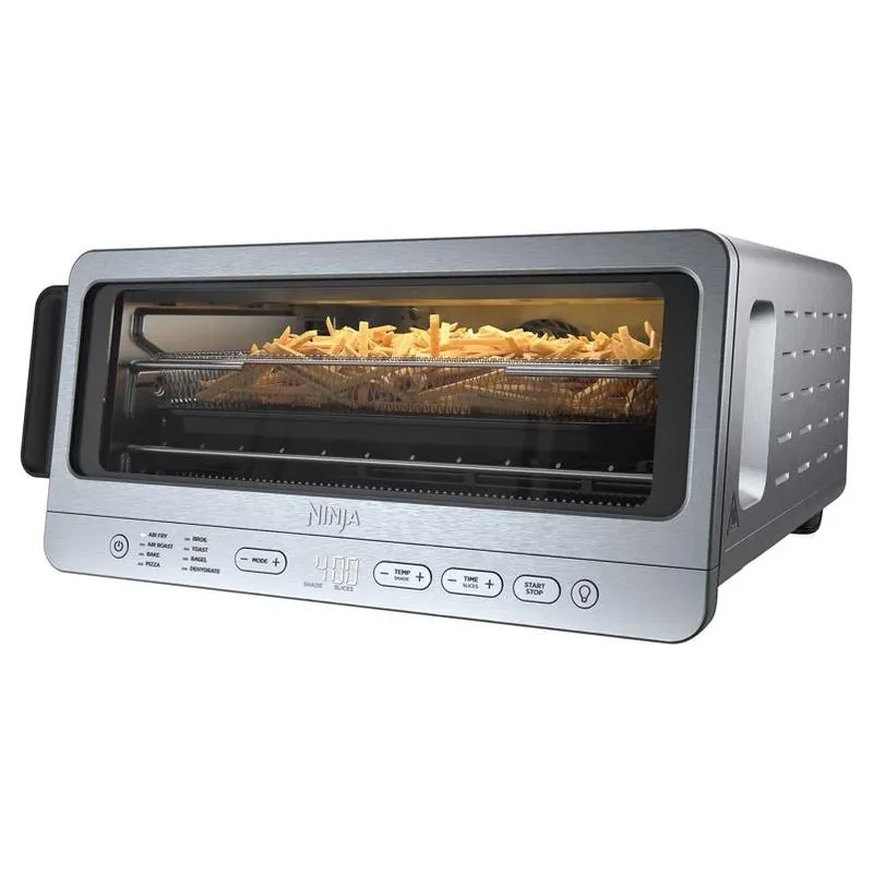 Ninja Black‑Silver Metal Air Fry Toaster Oven – 1800W Convection, 8" H X 17" W