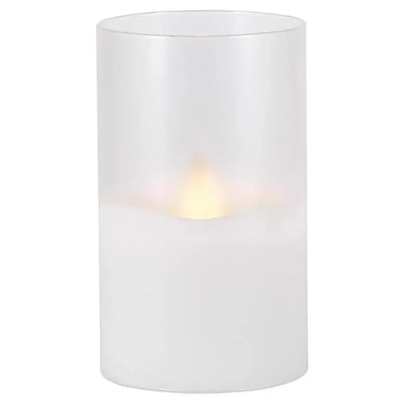 Everlasting Glow White Flameless Hand Poured Candle, 6 Inch, No Scent