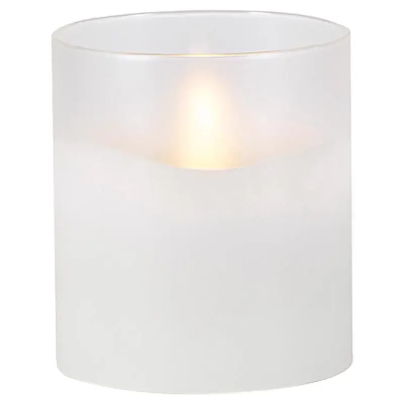Everlasting Glow White Flameless Hand Poured Candle, 4 Inch Height, No Scent