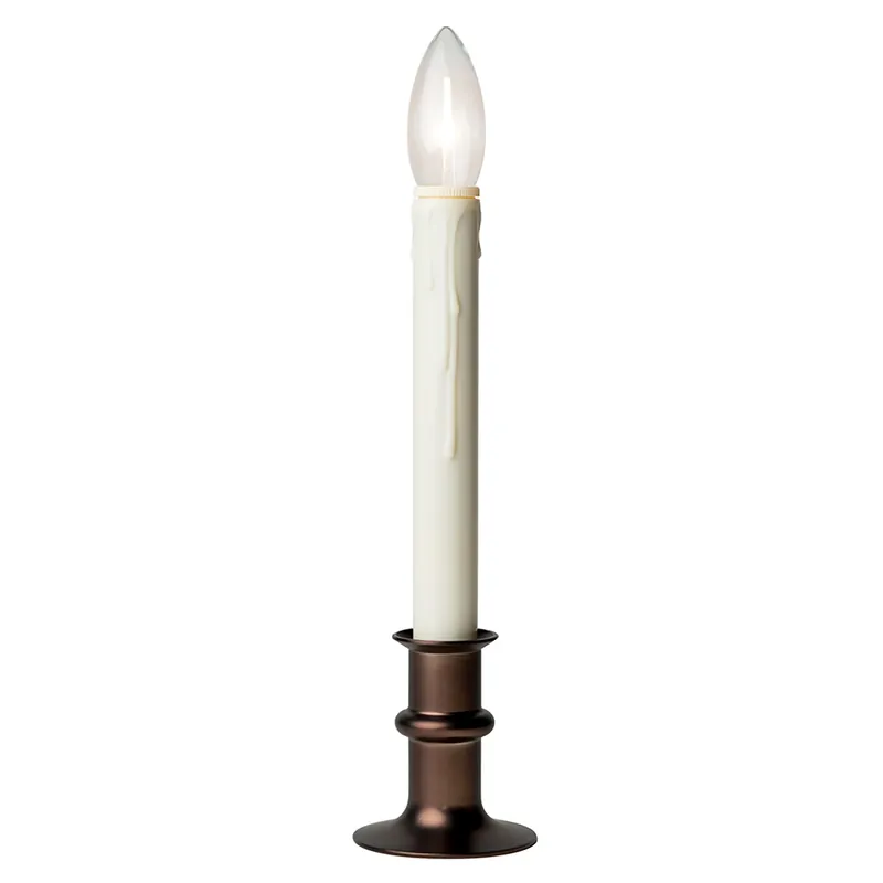 Antique Bronze Led Battery Operated Taper Window Candle 11-13 Inches