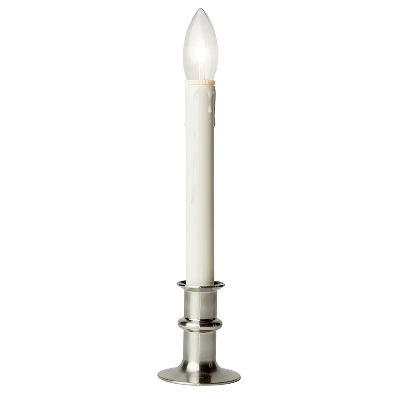 Bushed Nickel Led Battery Operated Taper Window Candle 11-13 Inches