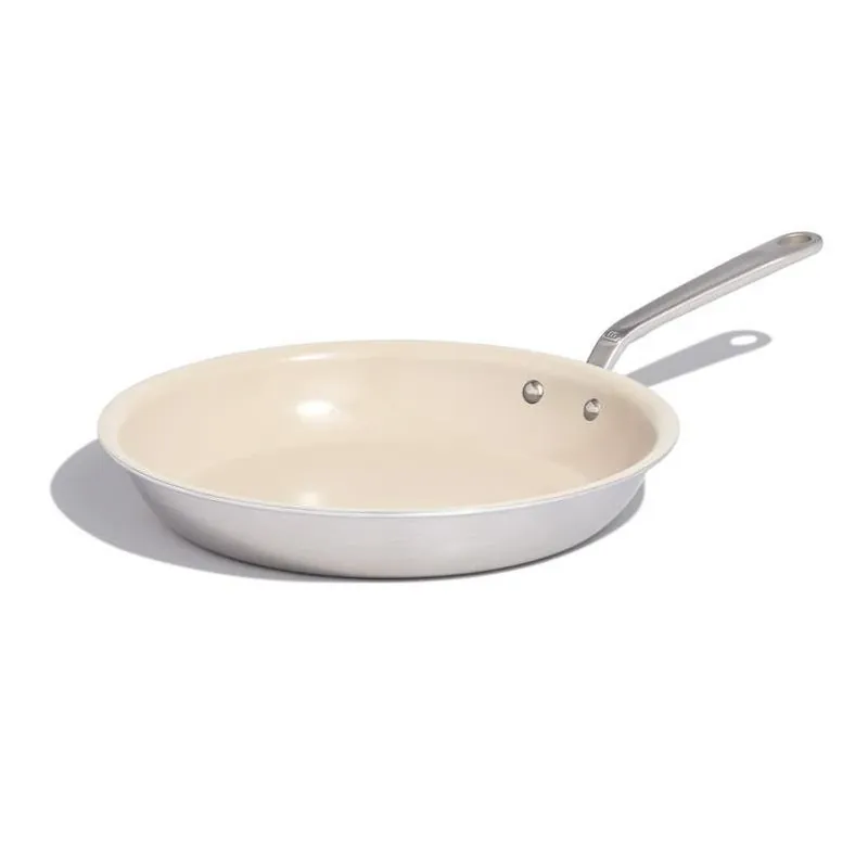Made In 12‑Inch Ceramic‑Stainless Steel Nonstick Skillet – Silver/White
