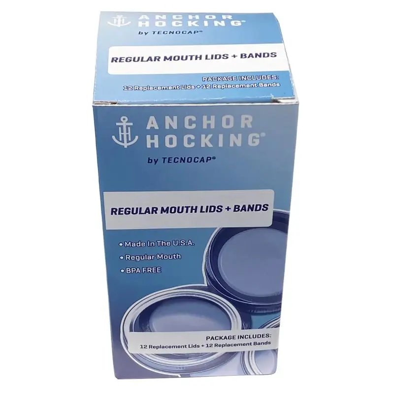 Tecnocap Anchor Hocking Regular Mouth Canning Lids And Bands 12 Pk