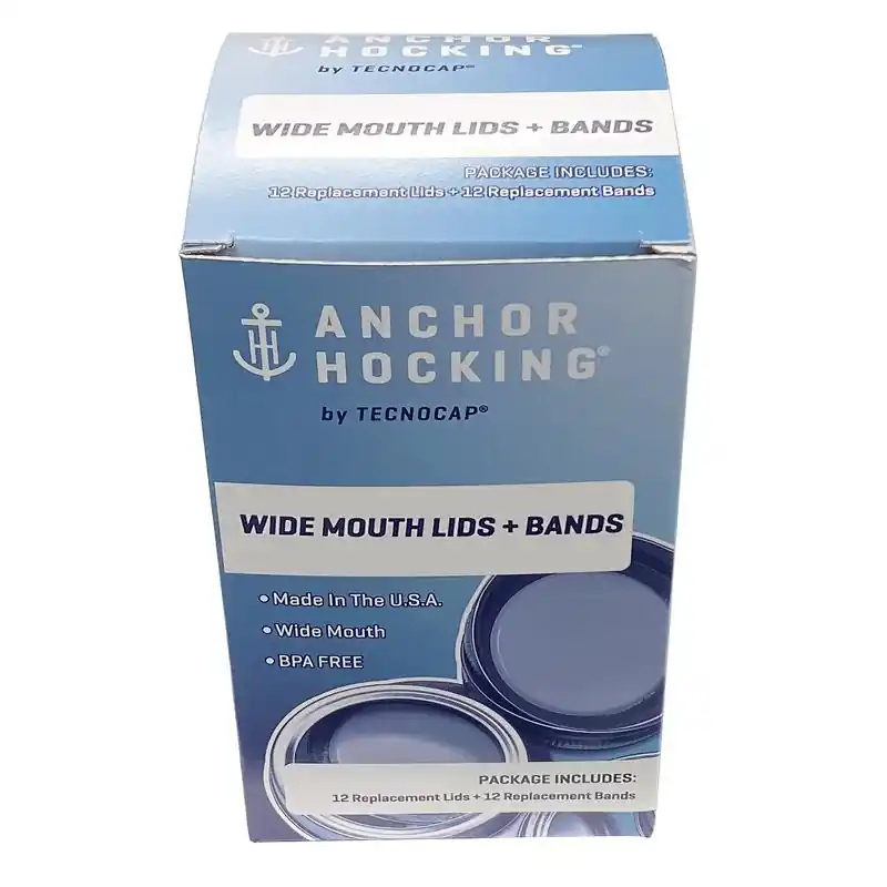 Tecnocap Anchor Hocking Wide Mouth Canning Lids And Bands 12 Pk