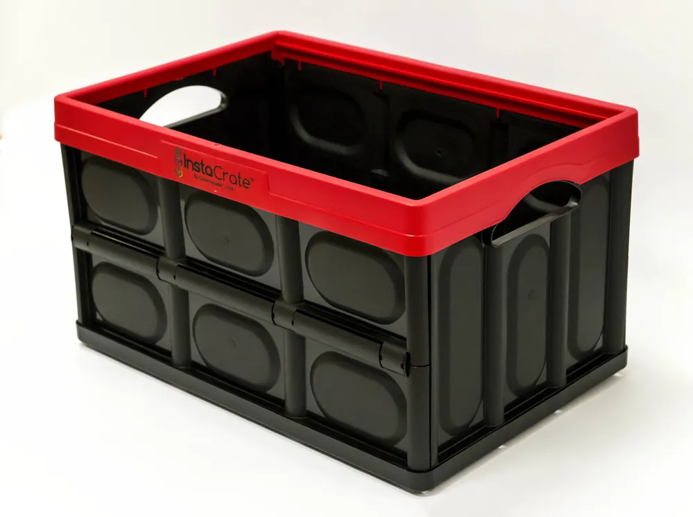 Greenmade InstaCrate 12 Gal Black/Red Folding Crate 11.7 In. H X 14.2 In. W X 21 In. D Stackable