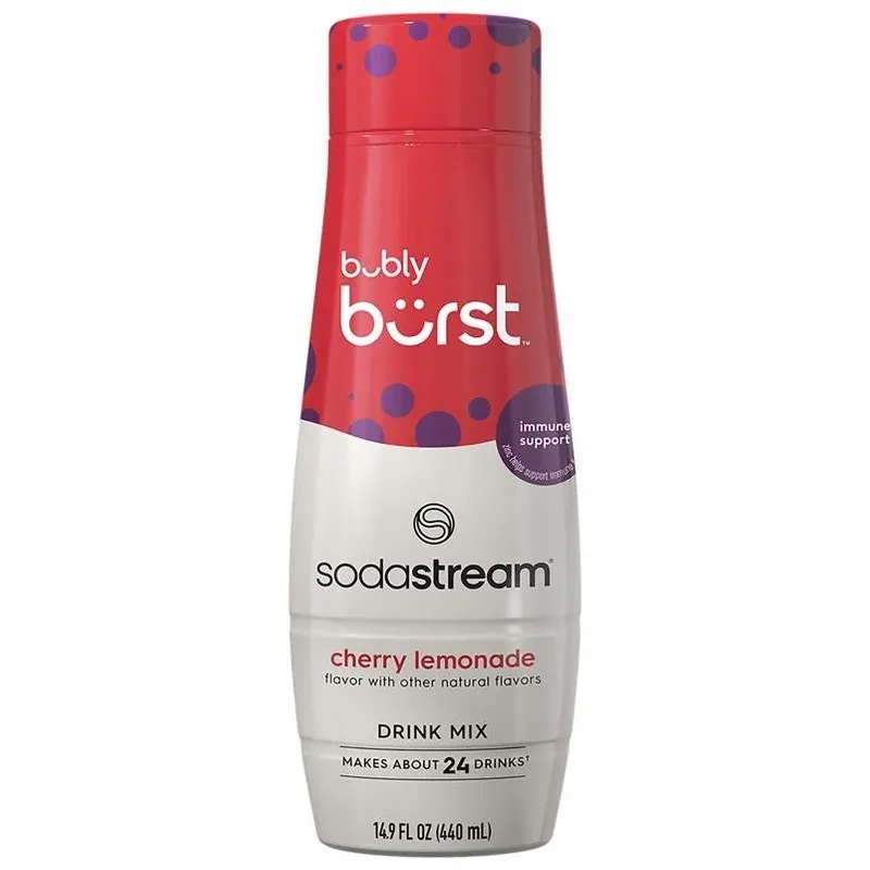 SodaStream Bubly Burst Cherry Limeade Soda Mix – 440 oz Bottle For Home Carbonation