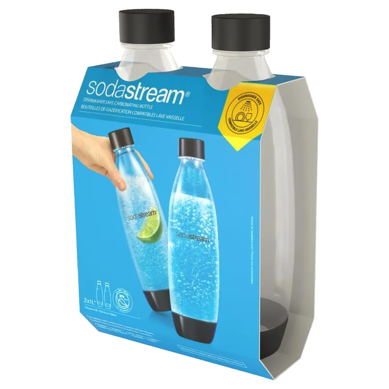 SodaStream Black 1 L Carbonator Bottle 2 Pk