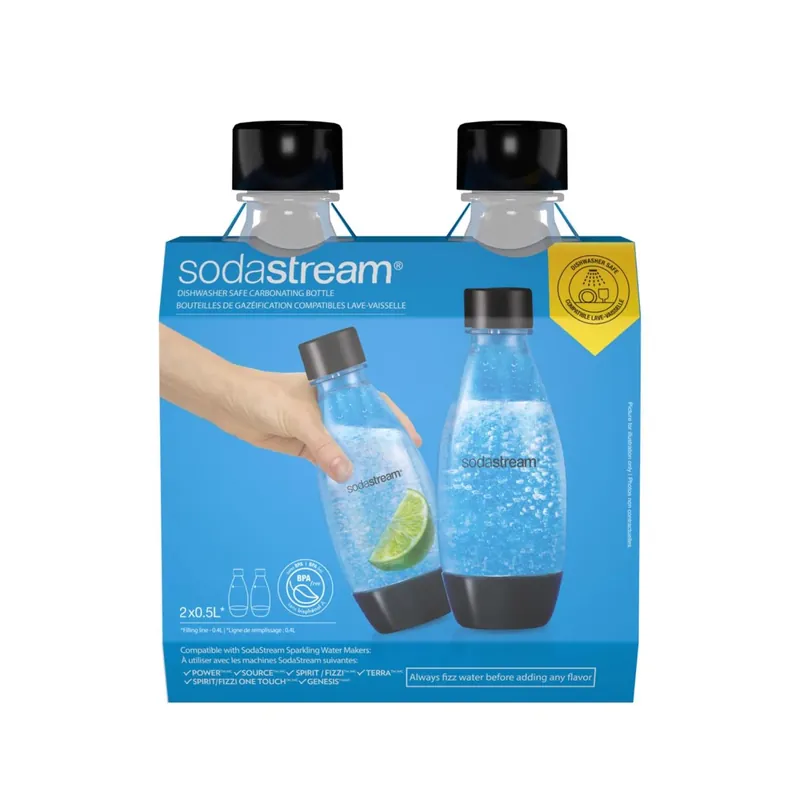 SodaStream Clear 0.5 L Carbonator Bottle 2 Pk