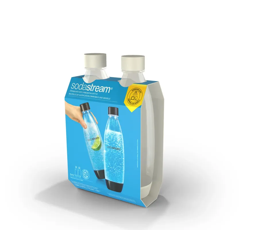 SodaStream White 1 L Carbonator Bottle 2 Pk