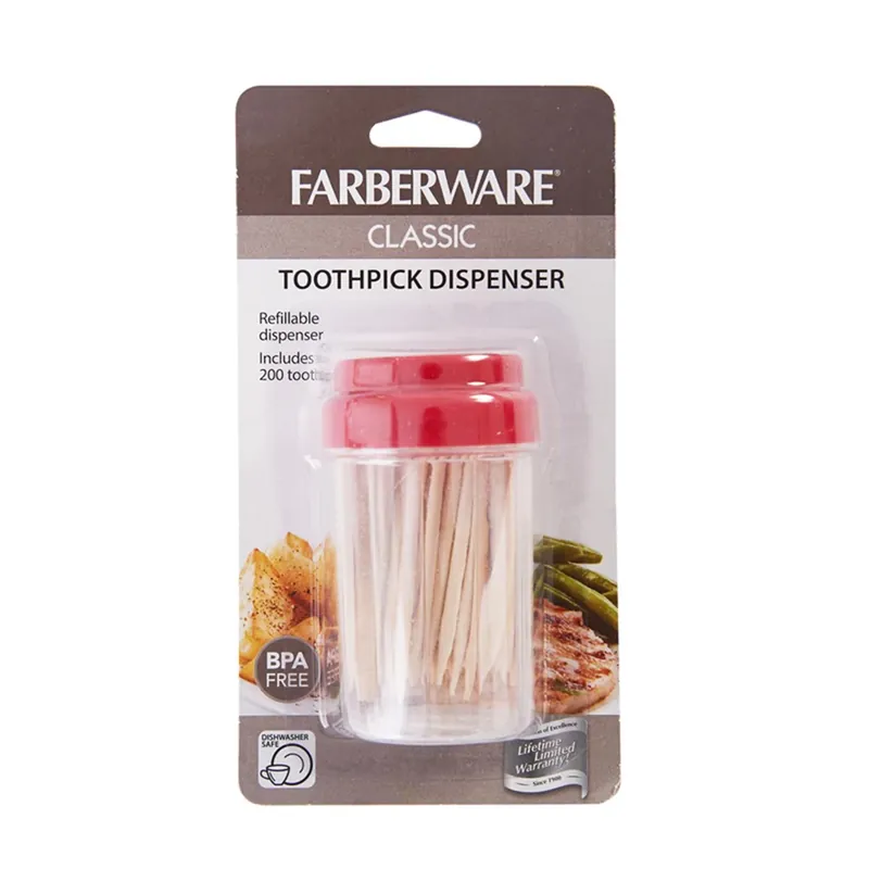 Farberware Multicolored Plastic Toothpick Dispenser With 200 Wood Toothpicks