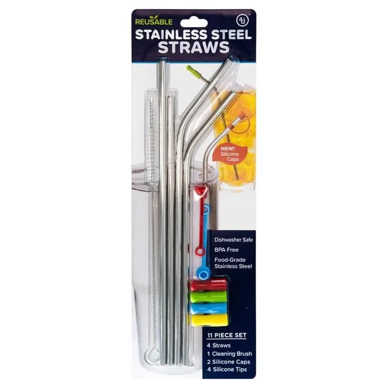 4th Utensil Premium Stainless Steel Reusable Drinking Straw – Silver