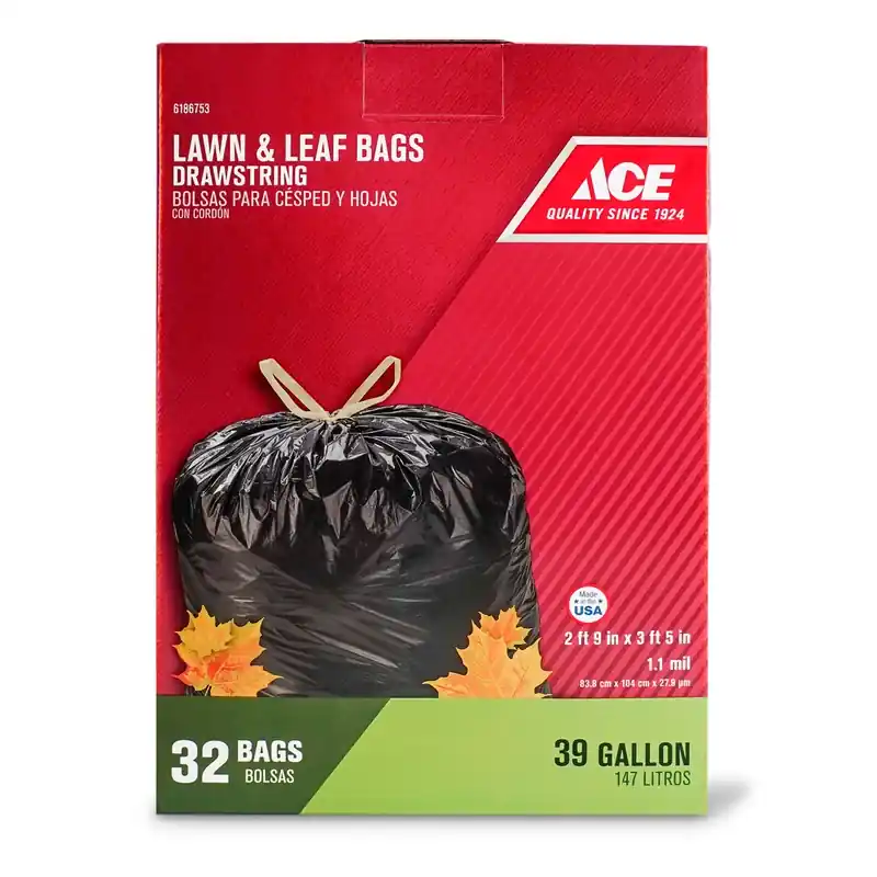 Ace 39 Gal. Lawn And Leaf Bags Drawstring 32 Pk