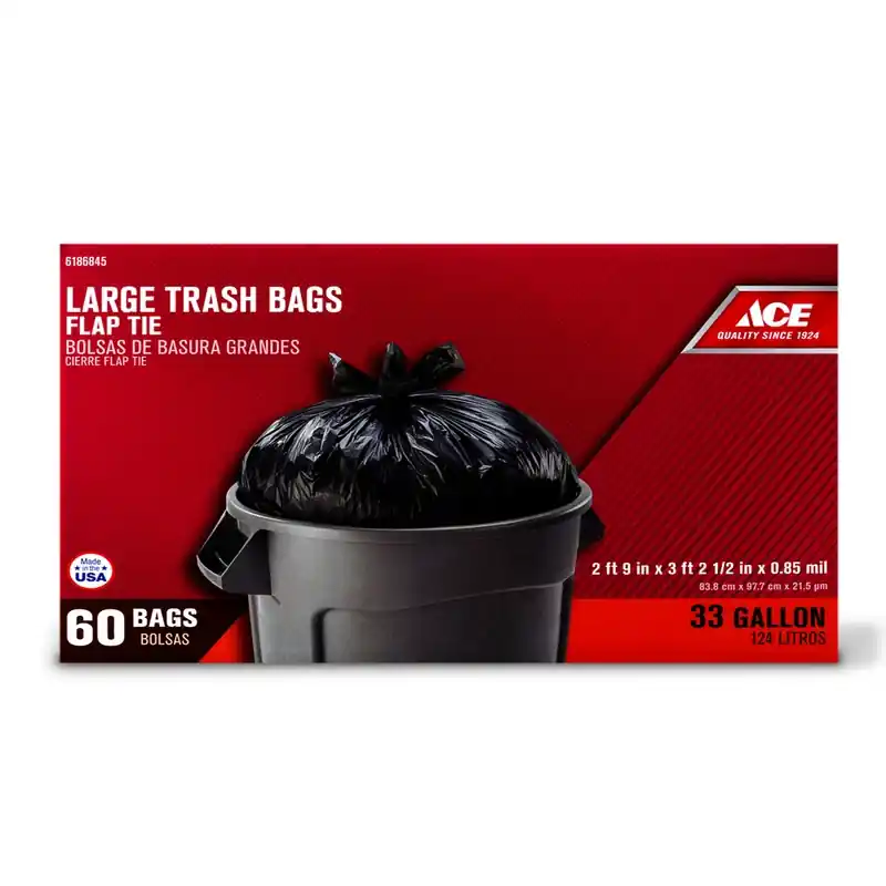 Ace 33 Gal. Trash Bags Flap Tie 60 Pk