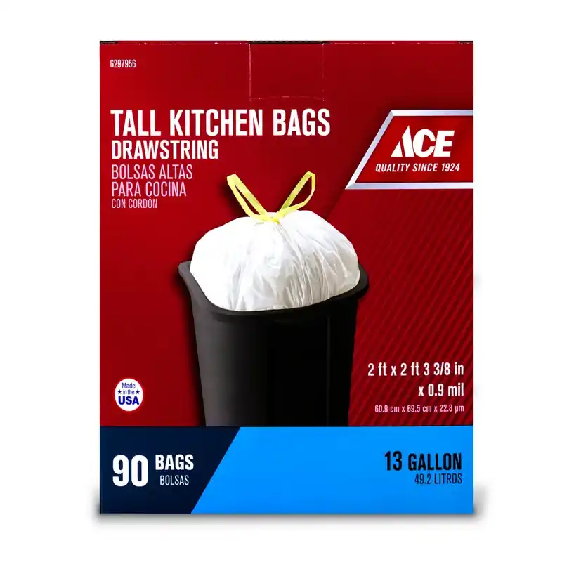 Ace 13 Gal. Tall Kitchen Bags Drawstring 90 Pk
