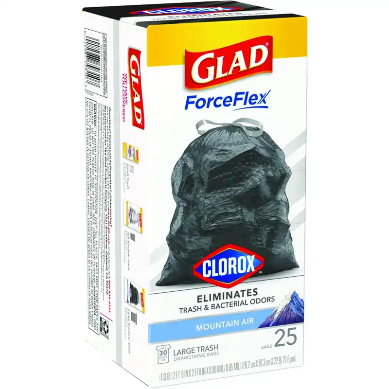 Glad Force Flex 30 Gal Mountain Air Trash Bags Drawstring 25 Pk