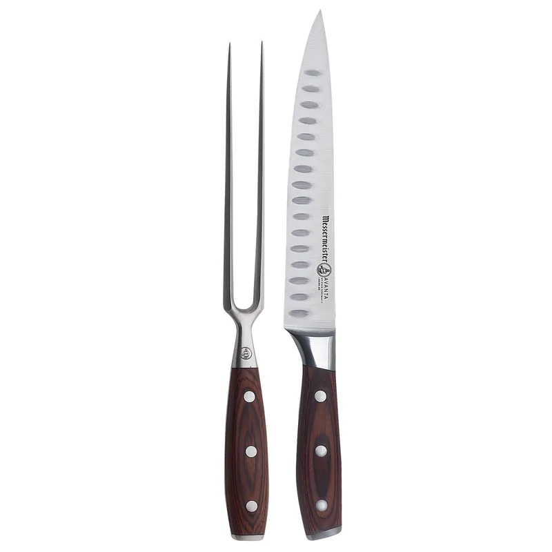 Avanta 8 In. Stainless Steel Carving Cutlery Set 2 Piece With Wood Handle
