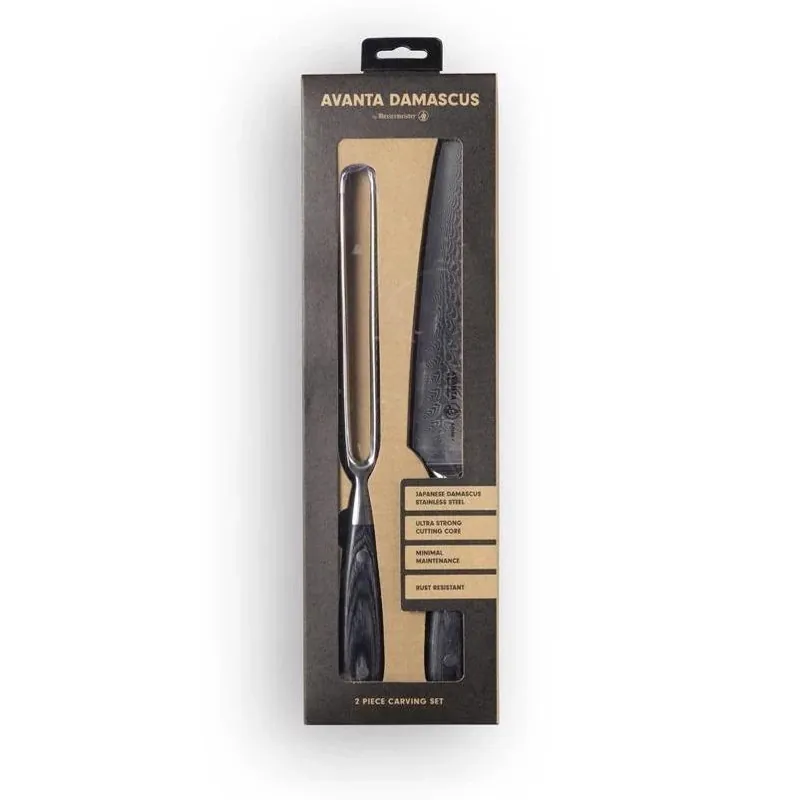 Messermeister Avanta Damascus 2‑Piece Carving Knife Set – Premium Steel & Wood Handles