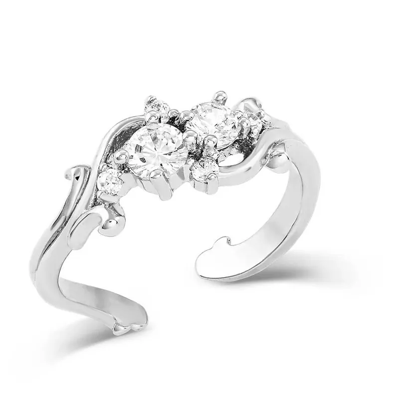 Fiery Ice Silver Crystal Ring With Cubic Zirconia Stones