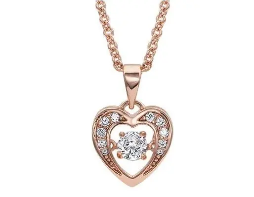 Women‘s Rose Gold Heart Necklace 19" Silver Nc3868rg
