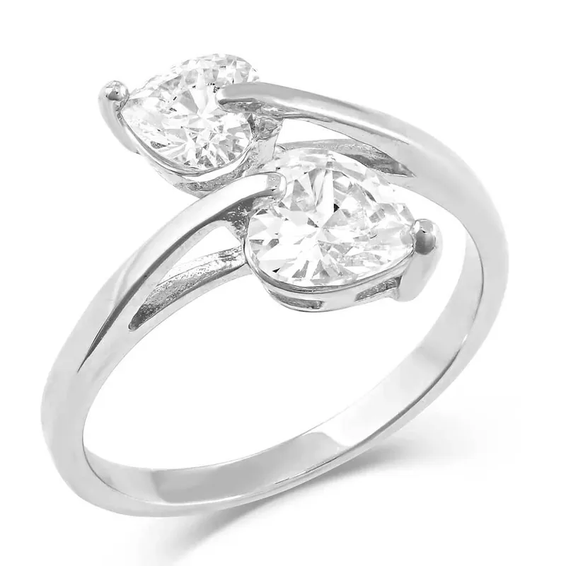 Lily Pad Wrap Ring With Cubic Zirconia Crystals