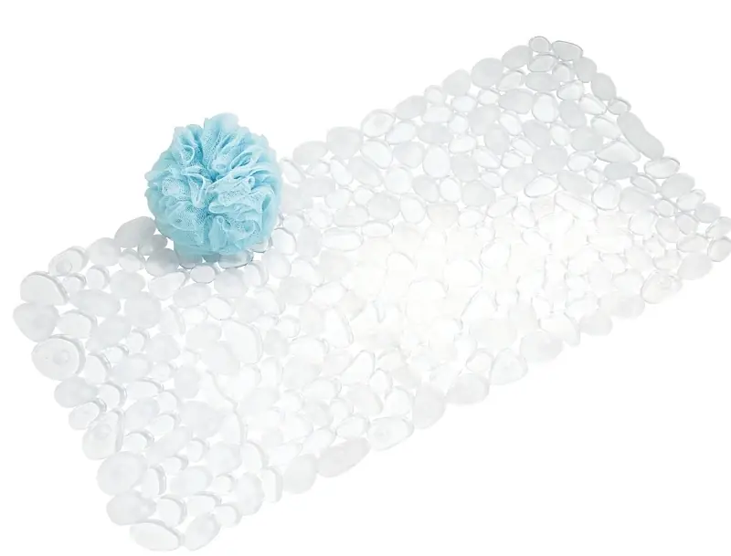 Pebblz 13.5 In. X 26 In. Clear Bath Mat With Suction Cups